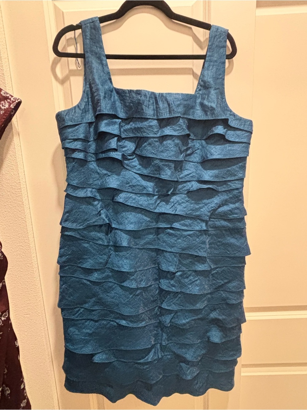 London Style Teal Blue Ruffle Tank Mini Dress